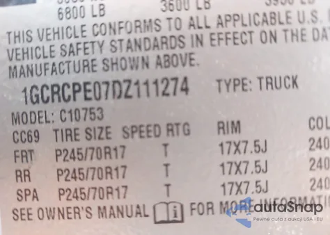 2013 Chevrolet Silverado 1500 Work Truck from USA, damaged, VIN 1GCRCPE07DZ111274